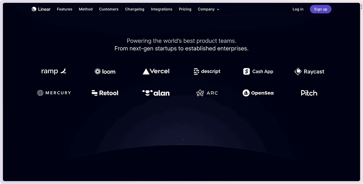 Linear's Logo Cloud Section