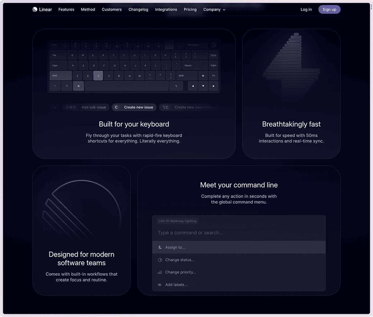 Linear's Feature Grid Section