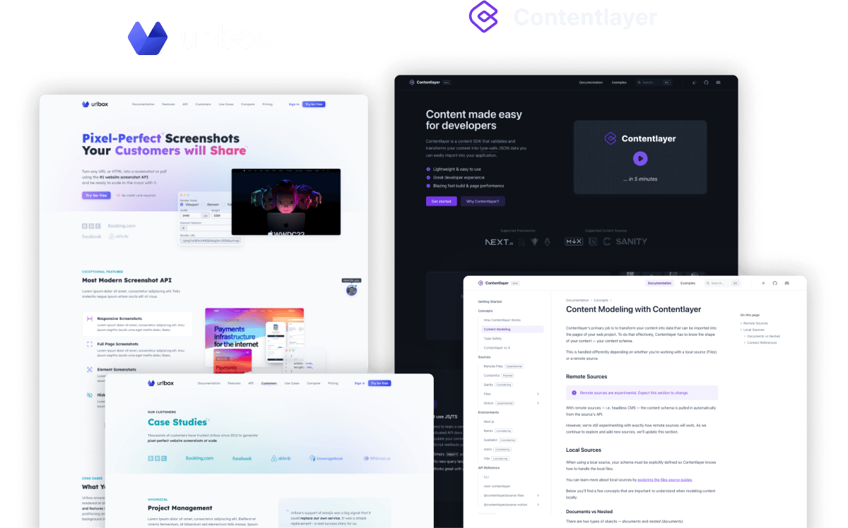 Urlbox & Contentlayer Websites